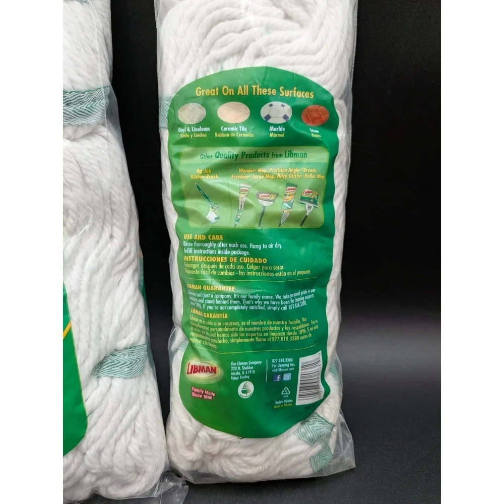 Libman Tornado Twist Mop Head Refill #0231 Cotton Heavy-Duty SEALED Lot of 2